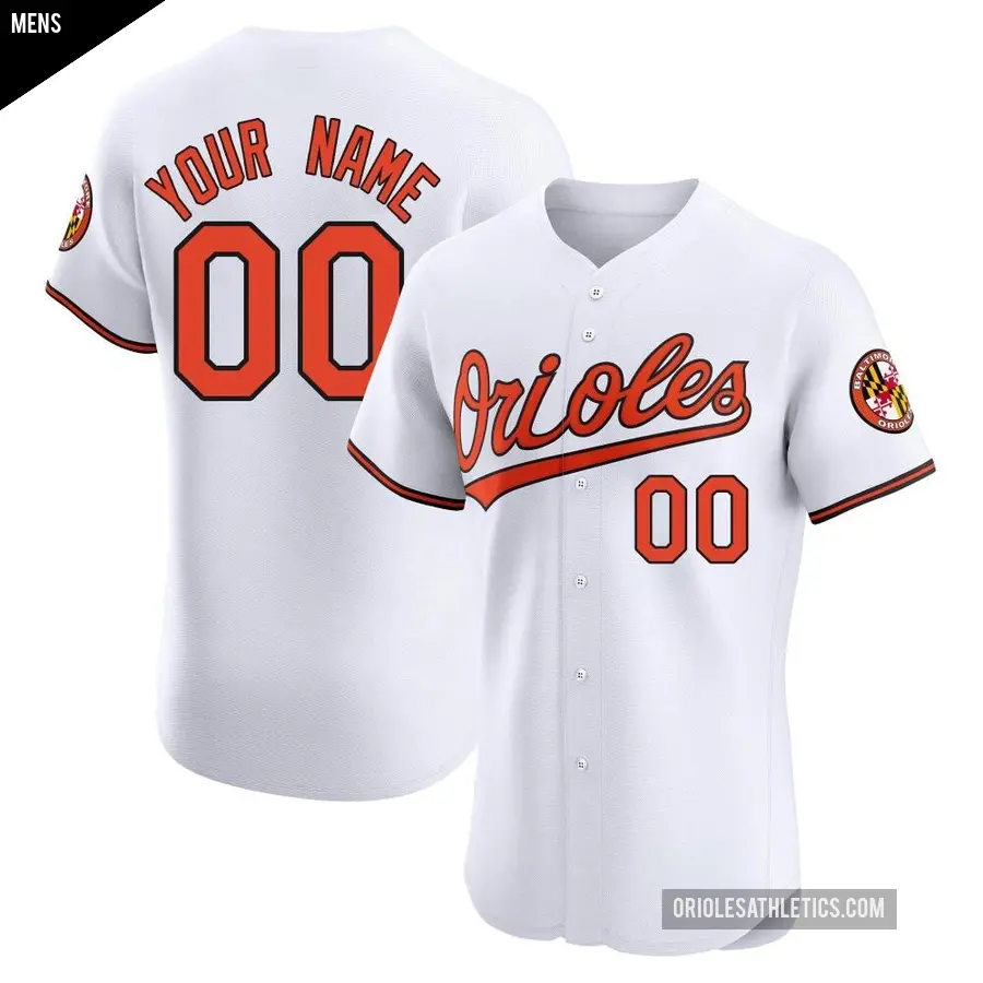 Men's Baltimore Orioles ＃00 Custom Elite White Home Jersey
