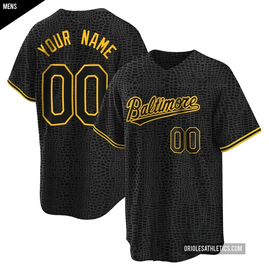 Men's Baltimore Orioles ＃00 Custom Replica Black Snake Skin City Jersey