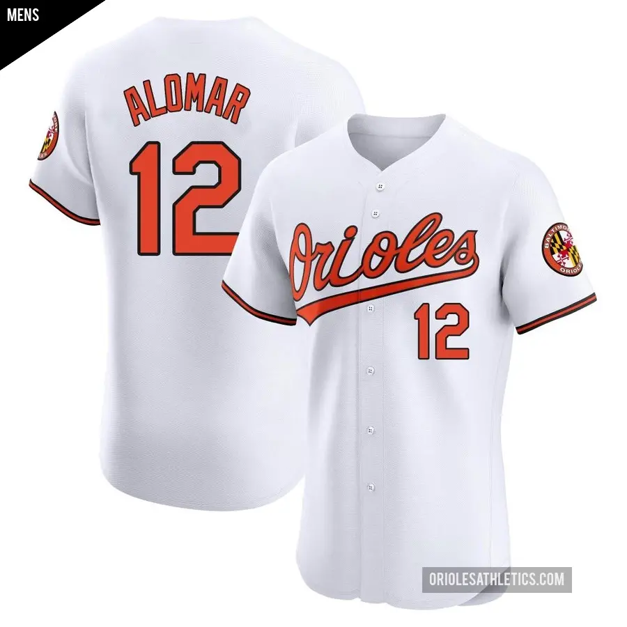 Men's Baltimore Orioles ＃12 Roberto Alomar Elite White Home Jersey