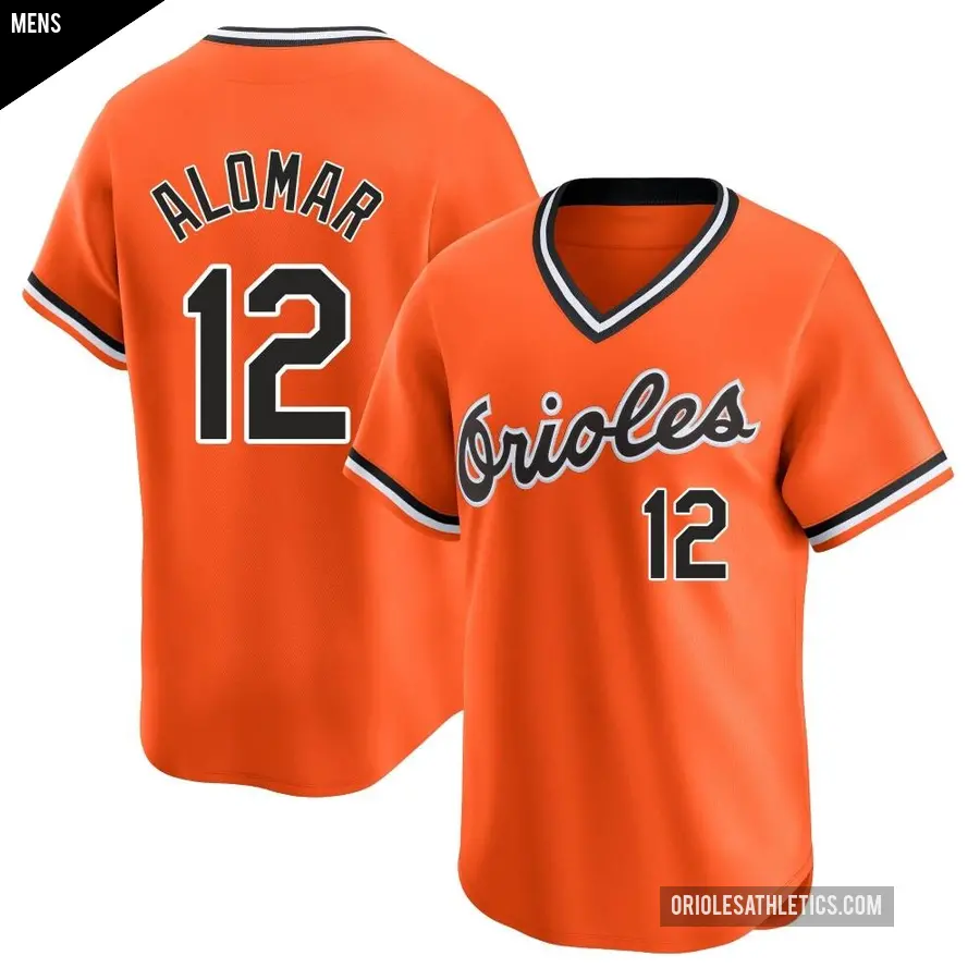 Men's Baltimore Orioles ＃12 Roberto Alomar Limited Orange Cooperstown Collection Jersey