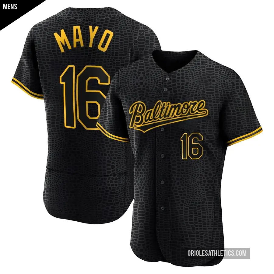 Men's Baltimore Orioles ＃16 Coby Mayo Authentic Black Snake Skin City Jersey