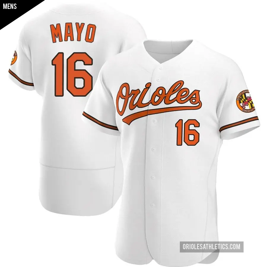 Men's Baltimore Orioles ＃16 Coby Mayo Authentic White Home Jersey