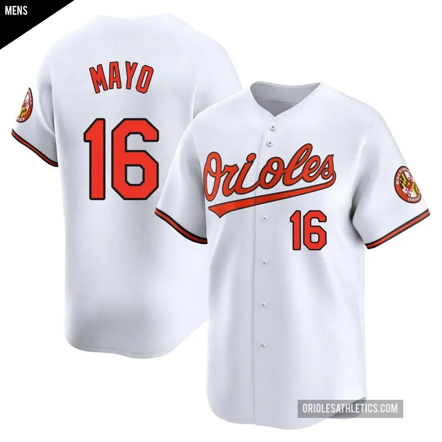 Men's Baltimore Orioles ＃16 Coby Mayo Limited White Home Jersey