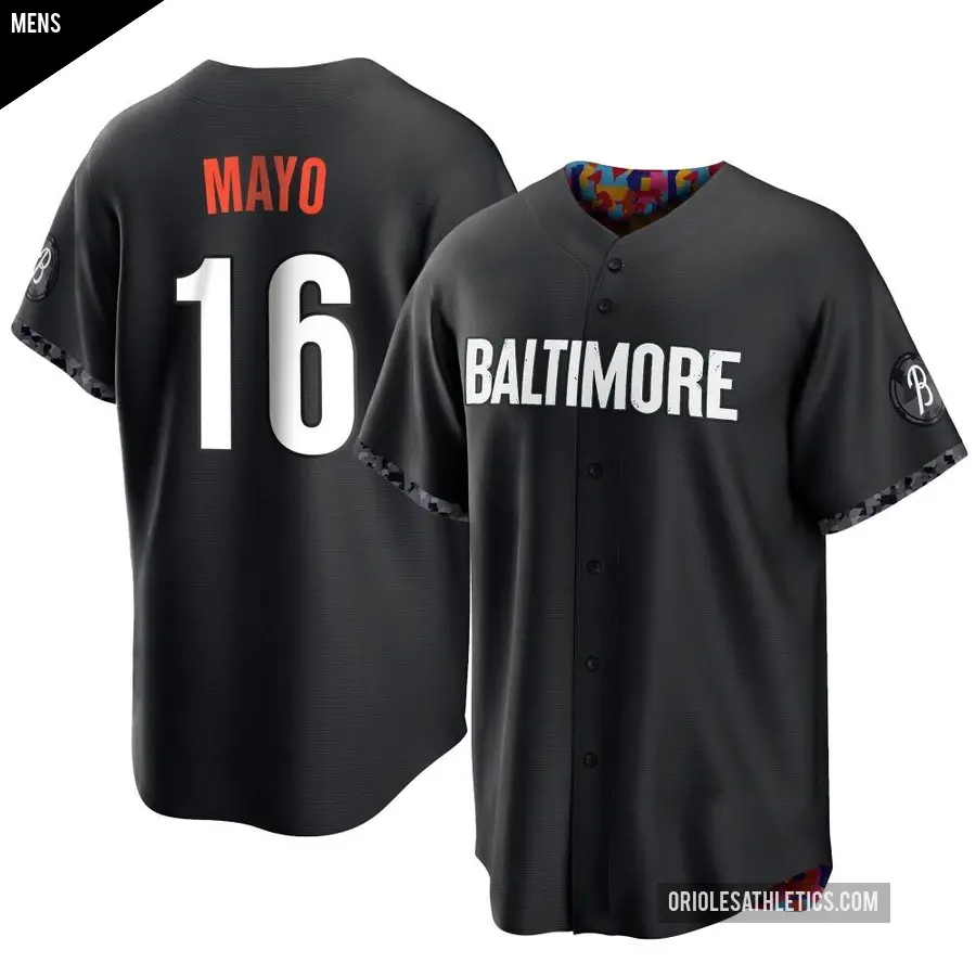 Men's Baltimore Orioles ＃16 Coby Mayo Replica Black 2023 City Connect Jersey