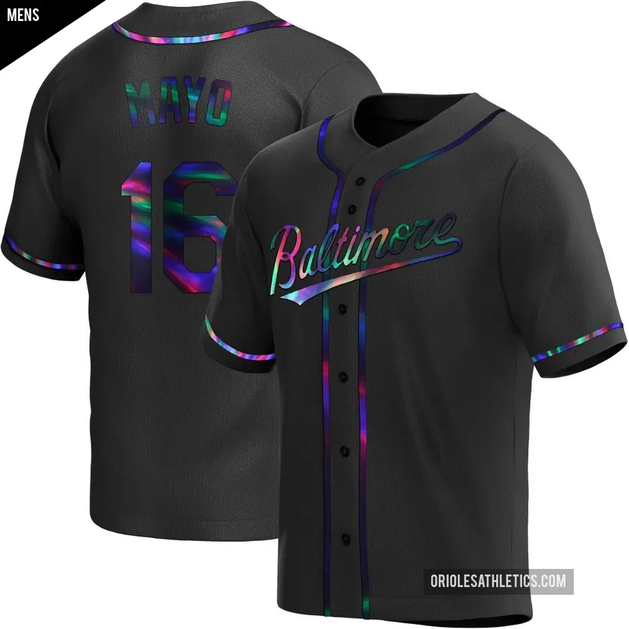 Men's Baltimore Orioles ＃16 Coby Mayo Replica Black Holographic Alternate Jersey