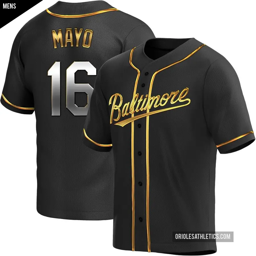 Men's Baltimore Orioles ＃16 Coby Mayo Replica Gold Black en Alternate Jersey