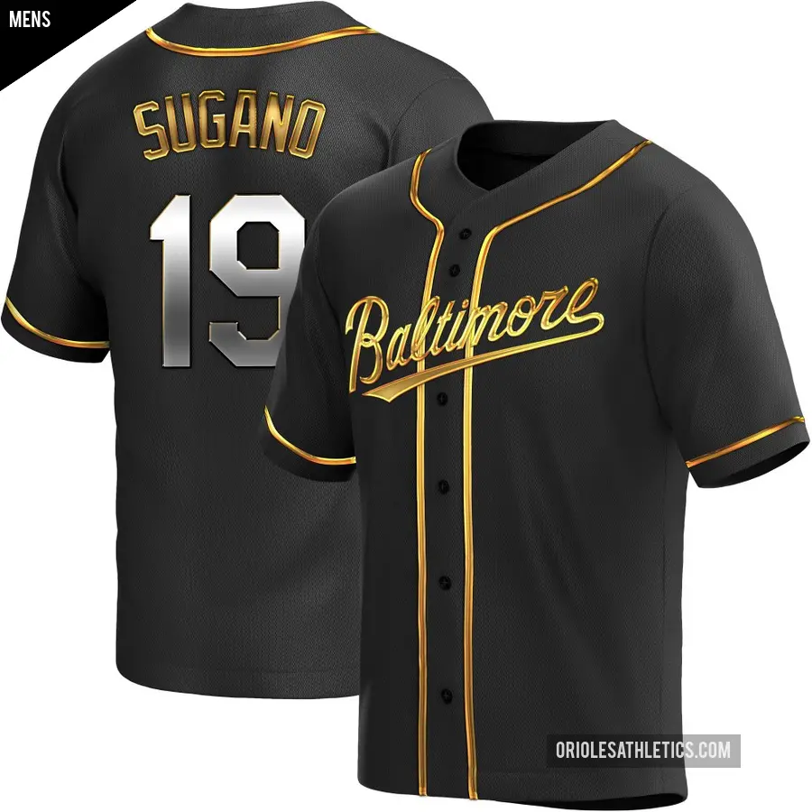 Men's Baltimore Orioles ＃19 Tomoyuki Sugano Replica Gold Black en Alternate Jersey