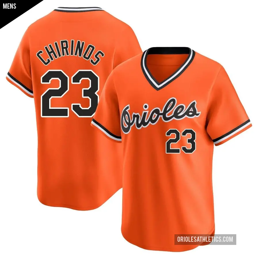 Men's Baltimore Orioles ＃23 Robinson Chirinos Limited Orange Cooperstown Collection Jersey