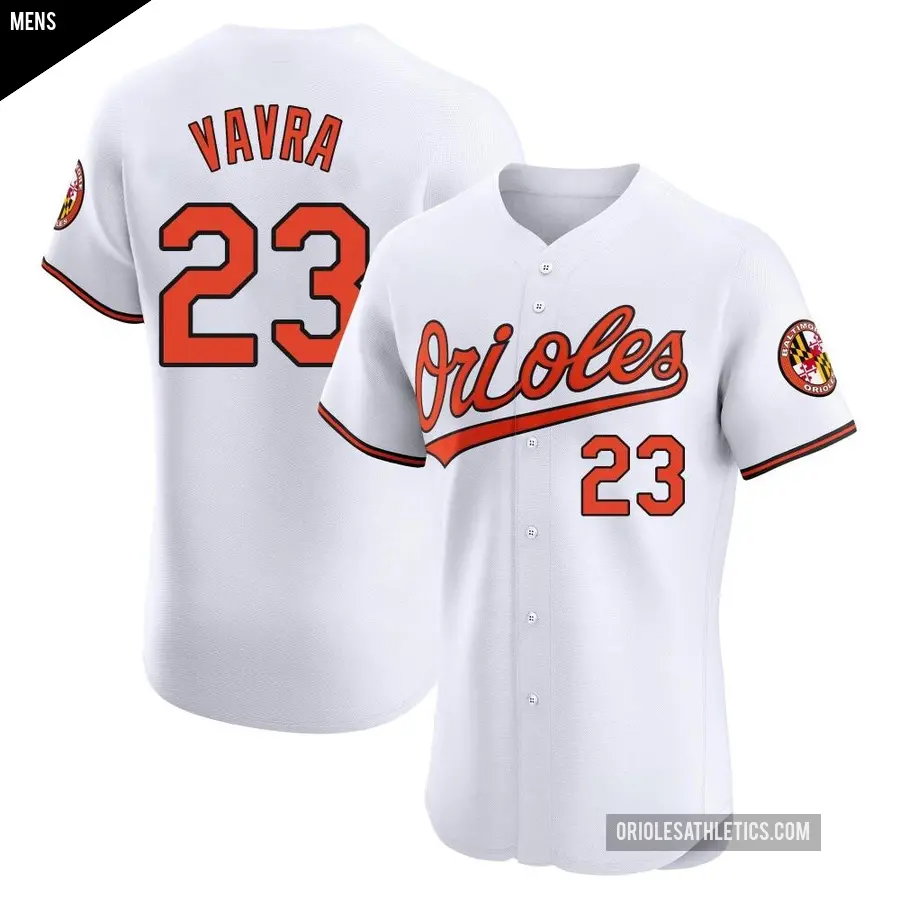 Men's Baltimore Orioles ＃23 Terrin Vavra Elite White Home Jersey