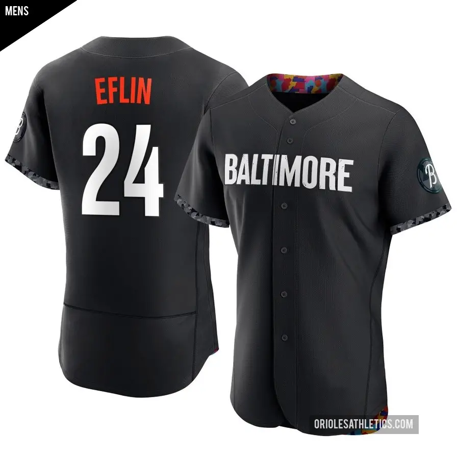 Men's Baltimore Orioles ＃24 Zach Eflin Authentic Black 2023 City Connect Jersey