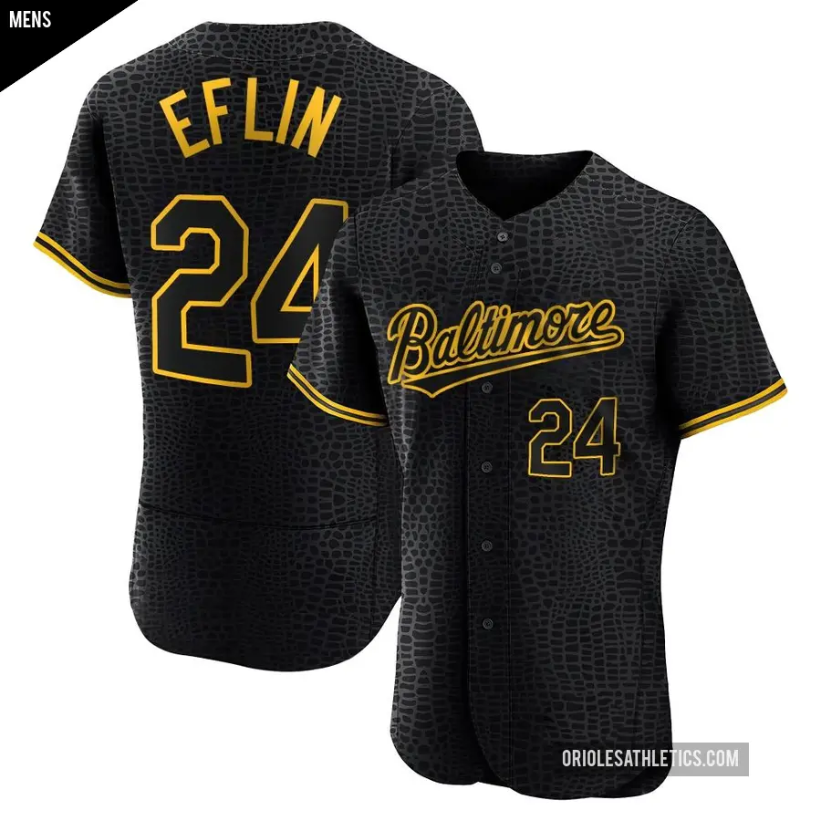 Men's Baltimore Orioles ＃24 Zach Eflin Authentic Black Snake Skin City Jersey