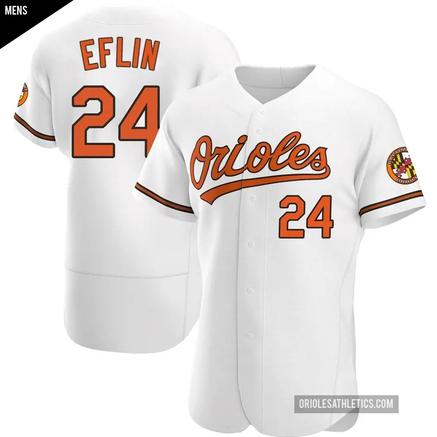 Men's Baltimore Orioles ＃24 Zach Eflin Authentic White Home Jersey