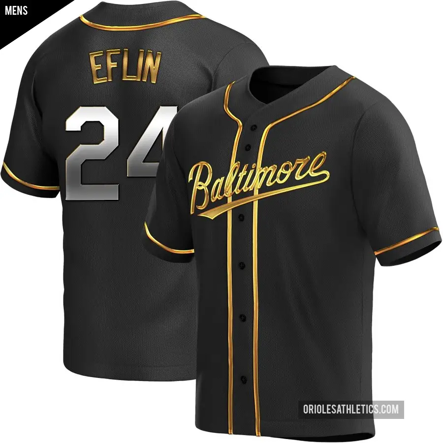 Men's Baltimore Orioles ＃24 Zach Eflin Replica Gold Black en Alternate Jersey