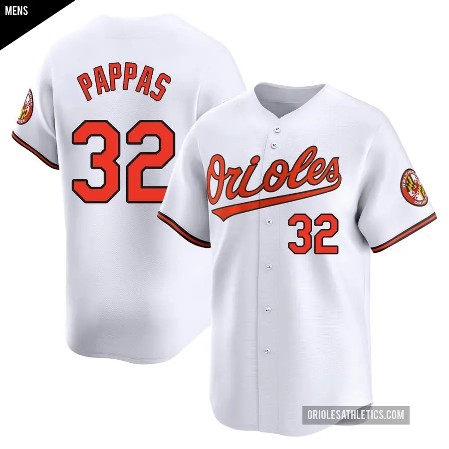 Men's Baltimore Orioles ＃32 Milt Pappas Limited White Home Jersey