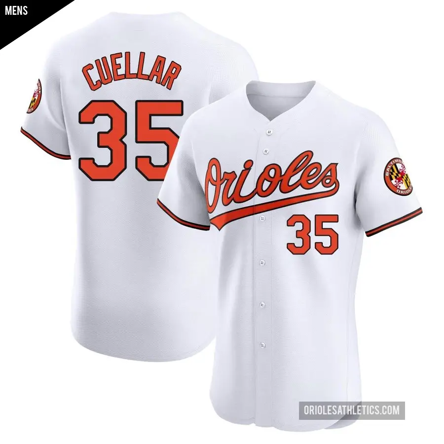 Men's Baltimore Orioles ＃35 Mike Cuellar Elite White Home Jersey