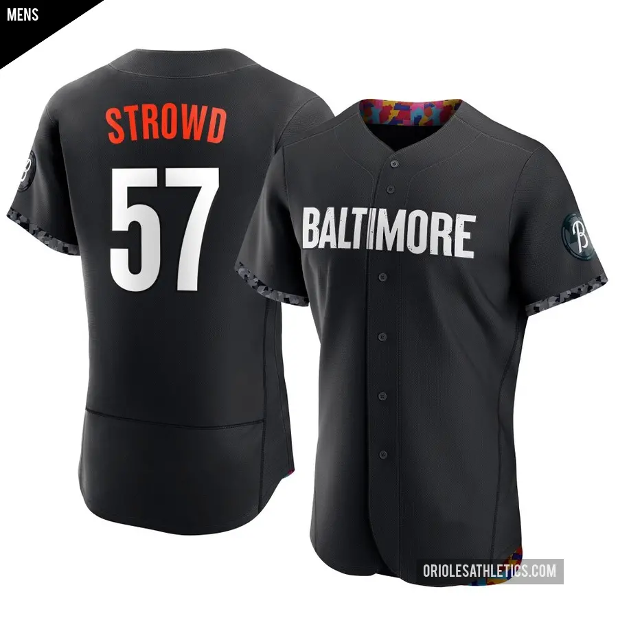 Men's Baltimore Orioles ＃57 Kade Strowd Authentic Black 2023 City Connect Jersey