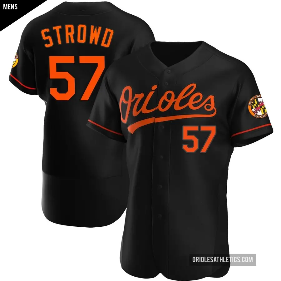 Men's Baltimore Orioles ＃57 Kade Strowd Authentic Black Alternate Jersey