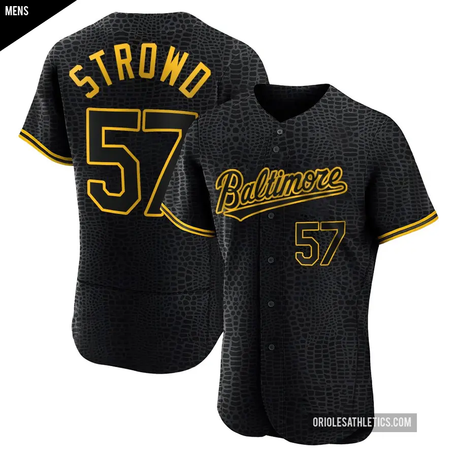 Men's Baltimore Orioles ＃57 Kade Strowd Authentic Black Snake Skin City Jersey