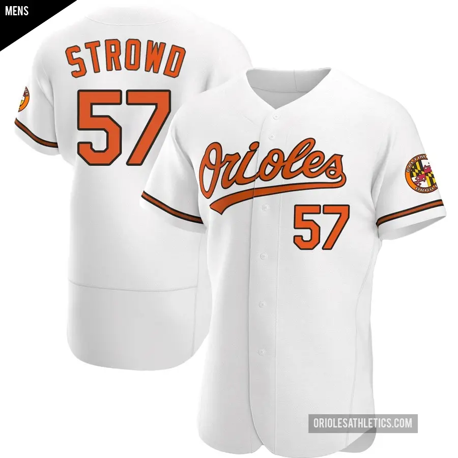 Men's Baltimore Orioles ＃57 Kade Strowd Authentic White Home Jersey