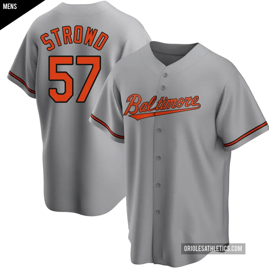 Men's Baltimore Orioles ＃57 Kade Strowd Replica Gray Road Jersey