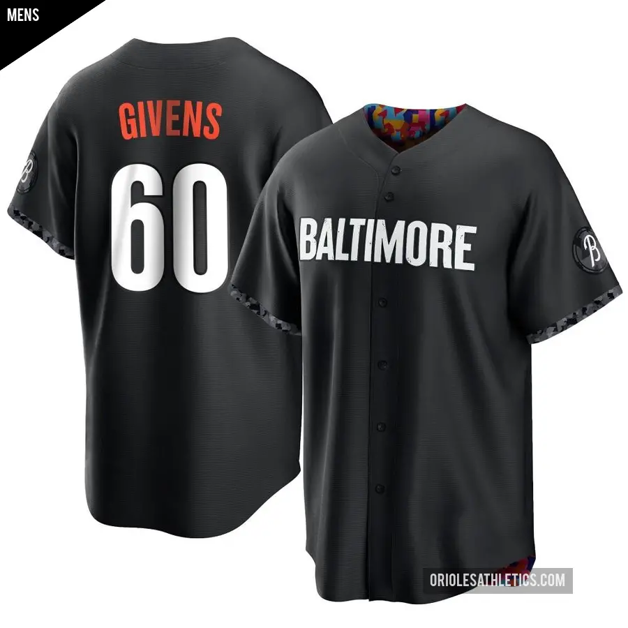 Men's Baltimore Orioles ＃60 Mychal Givens Replica Black 2023 City Connect Jersey