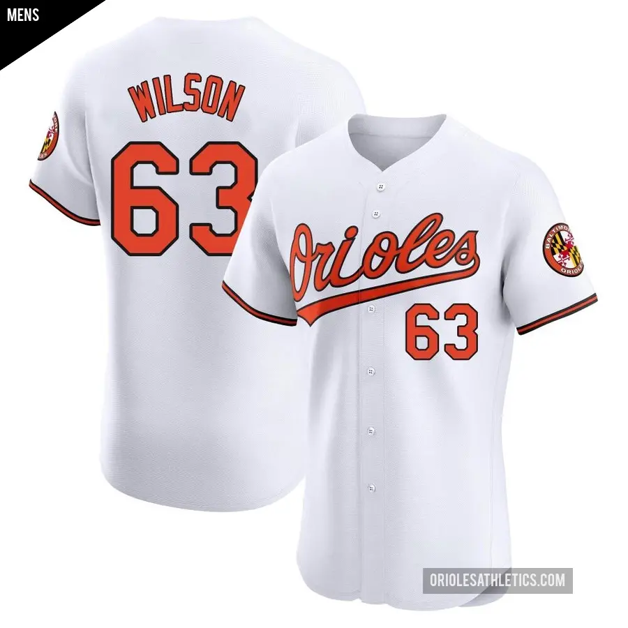 Men's Baltimore Orioles ＃63 Tyler Wilson Elite White Home Jersey