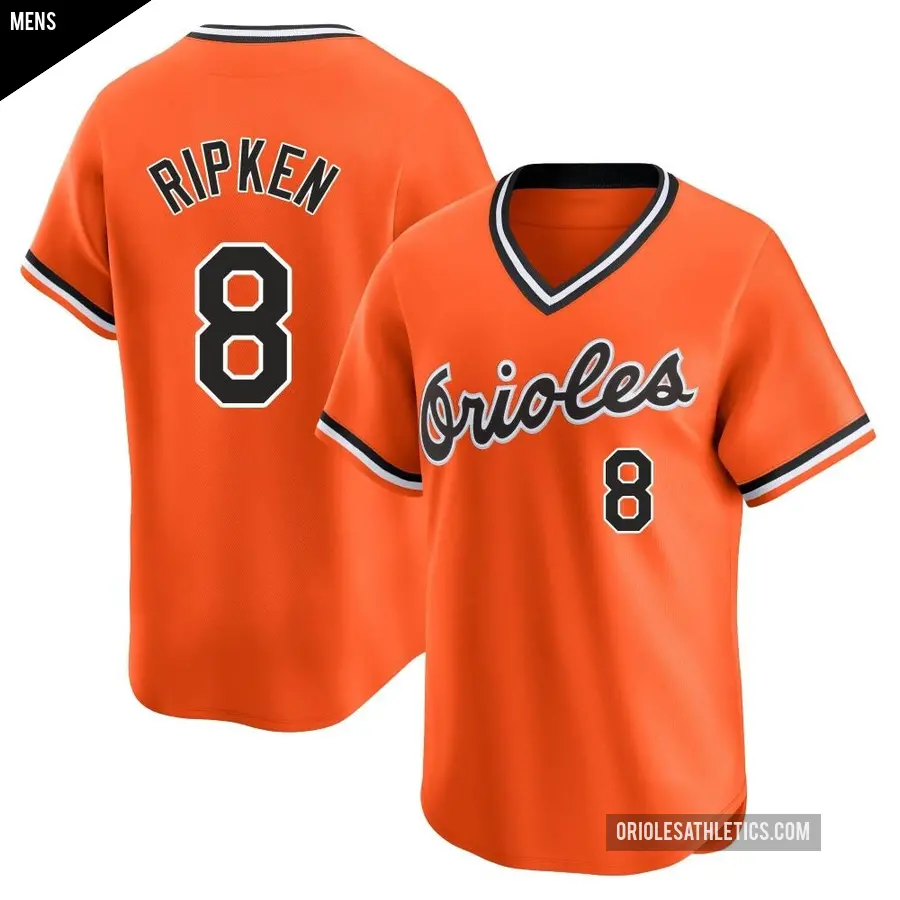 Men's Baltimore Orioles ＃8 Cal Ripken Limited Orange Cooperstown Collection Jersey
