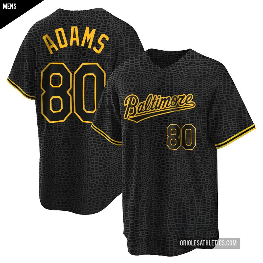Men's Baltimore Orioles ＃80 Jordyn Adams Replica Black Snake Skin City Jersey