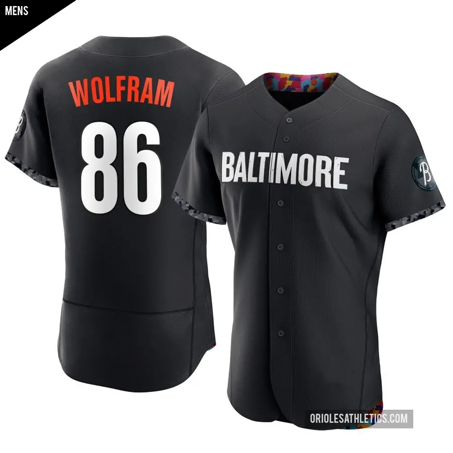 Men's Baltimore Orioles ＃86 Grant Wolfram Authentic Black 2023 City Connect Jersey