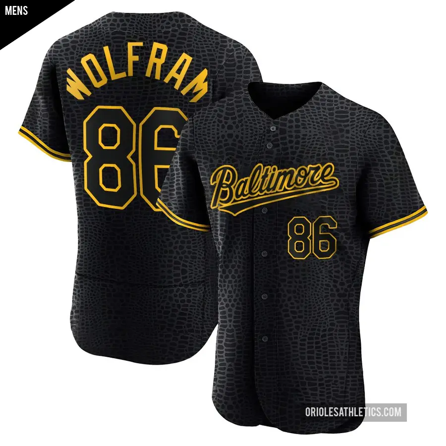 Men's Baltimore Orioles ＃86 Grant Wolfram Authentic Black Snake Skin City Jersey