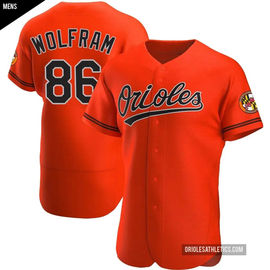 Men's Baltimore Orioles ＃86 Grant Wolfram Authentic Orange Alternate Jersey