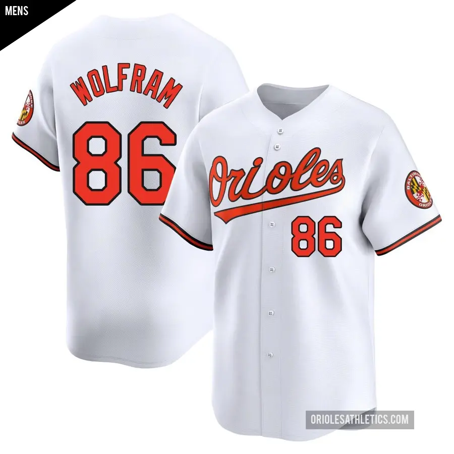 Men's Baltimore Orioles ＃86 Grant Wolfram Limited White Home Jersey