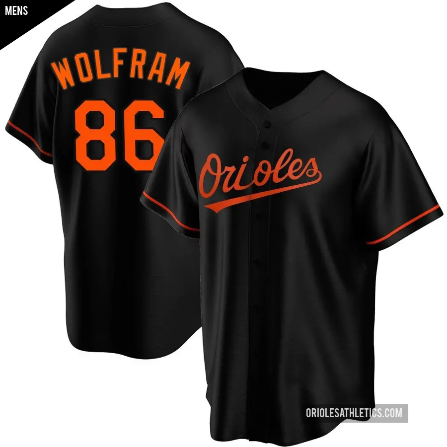 Men's Baltimore Orioles ＃86 Grant Wolfram Replica Black Alternate Jersey