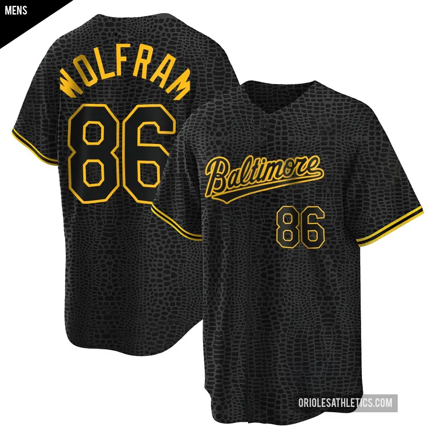 Men's Baltimore Orioles ＃86 Grant Wolfram Replica Black Snake Skin City Jersey