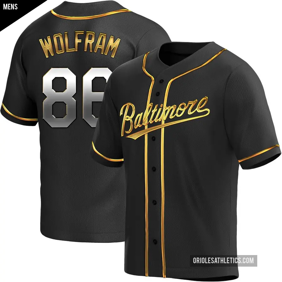 Men's Baltimore Orioles ＃86 Grant Wolfram Replica Gold Black en Alternate Jersey