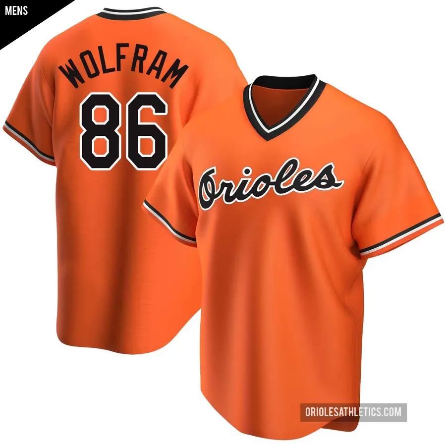 Men's Baltimore Orioles ＃86 Grant Wolfram Replica Orange Alternate Cooperstown Collection Jersey
