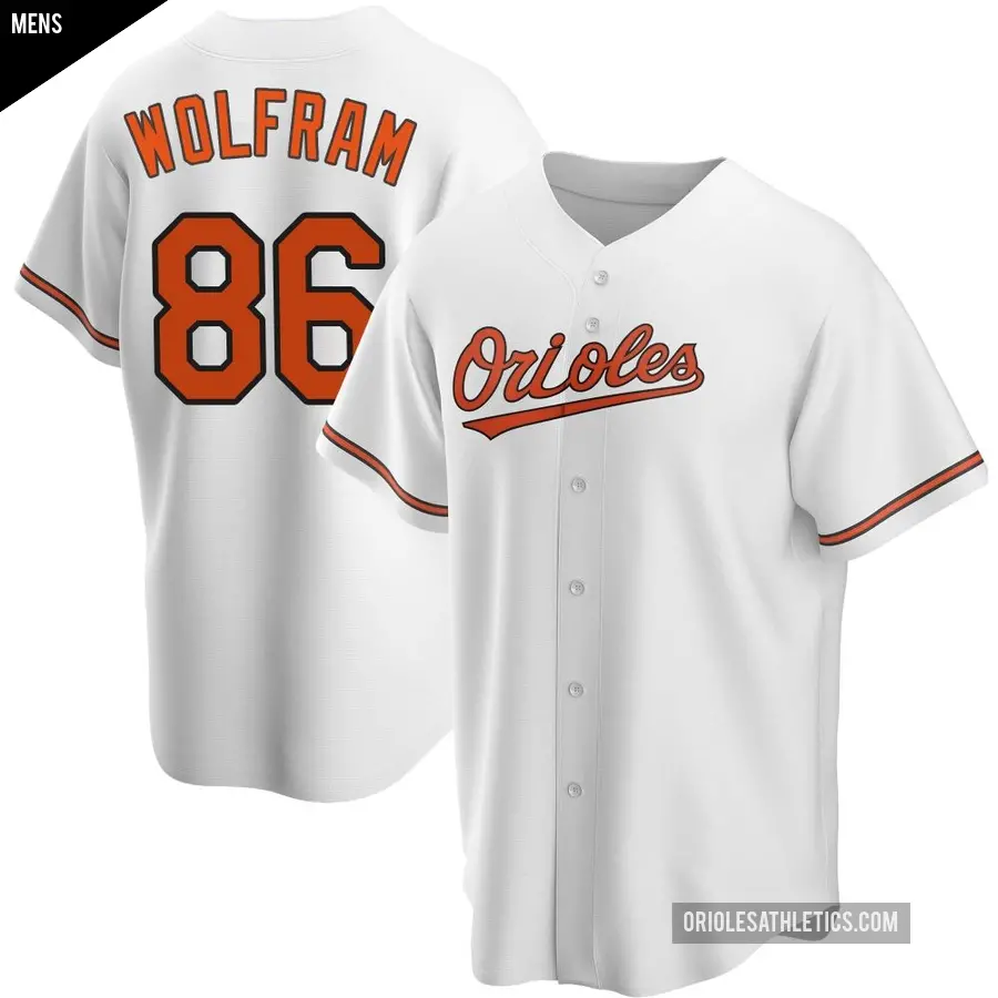 Men's Baltimore Orioles ＃86 Grant Wolfram Replica White Home Jersey