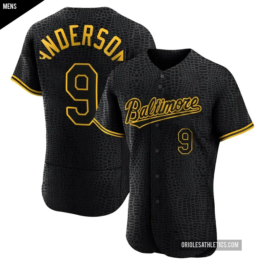 Men's Baltimore Orioles ＃9 Brady Anderson Authentic Black Snake Skin City Jersey