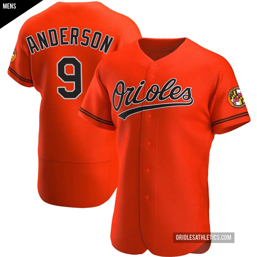 Men's Baltimore Orioles ＃9 Brady Anderson Authentic Orange Alternate Jersey