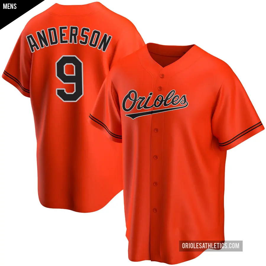 Men's Baltimore Orioles ＃9 Brady Anderson Replica Orange Alternate Jersey