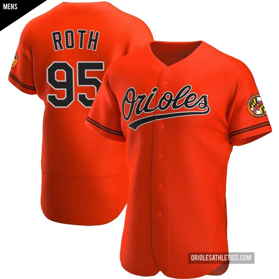 Men's Baltimore Orioles ＃95 Houston Roth Authentic Orange Alternate Jersey