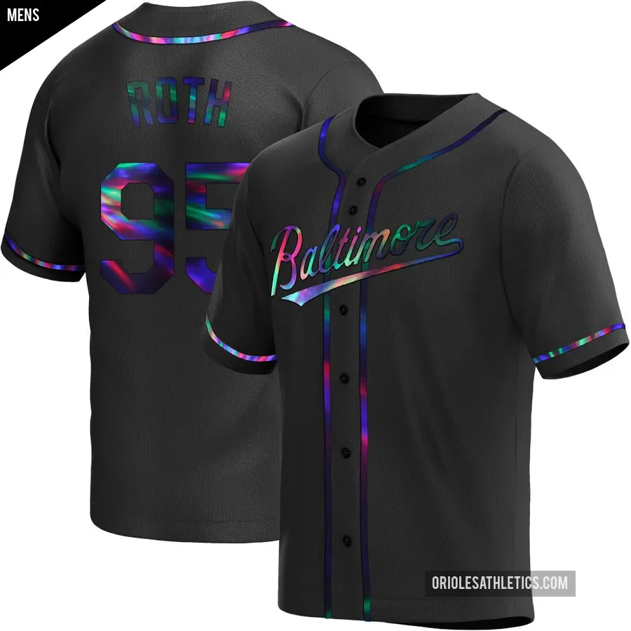 Men's Baltimore Orioles ＃95 Houston Roth Replica Black Holographic Alternate Jersey