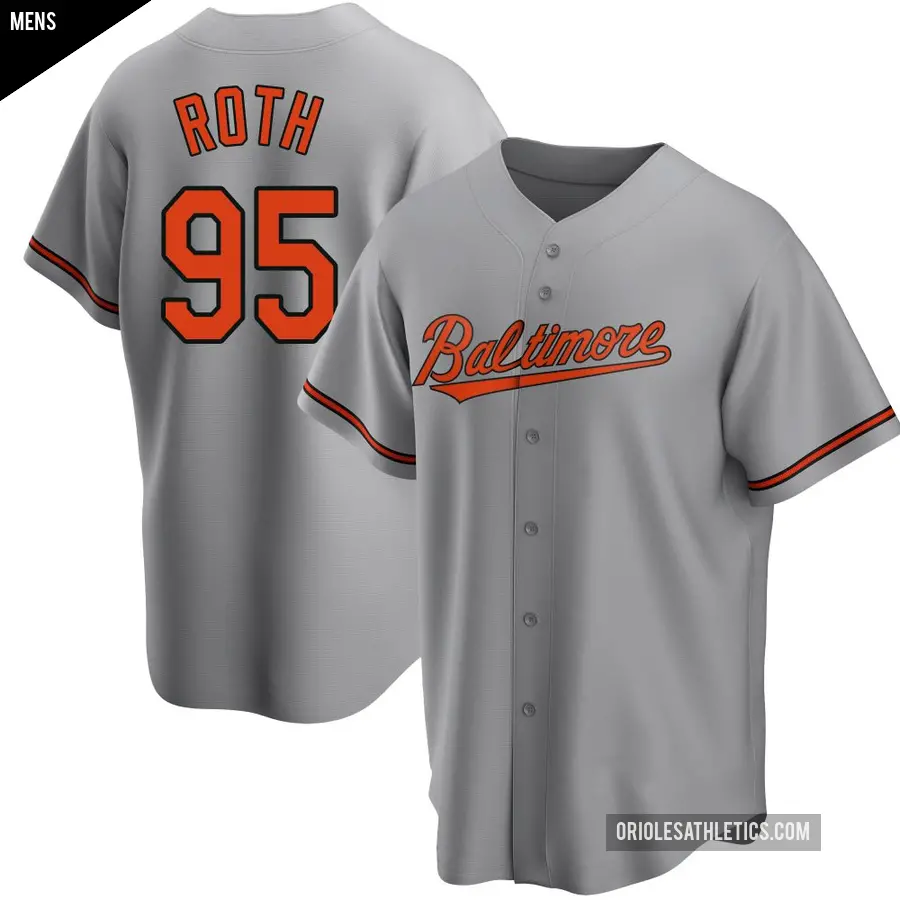 Men's Baltimore Orioles ＃95 Houston Roth Replica Gray Road Jersey
