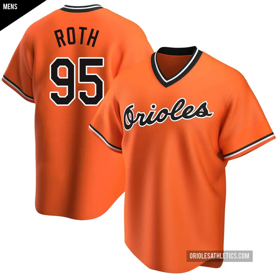 Men's Baltimore Orioles ＃95 Houston Roth Replica Orange Alternate Cooperstown Collection Jersey