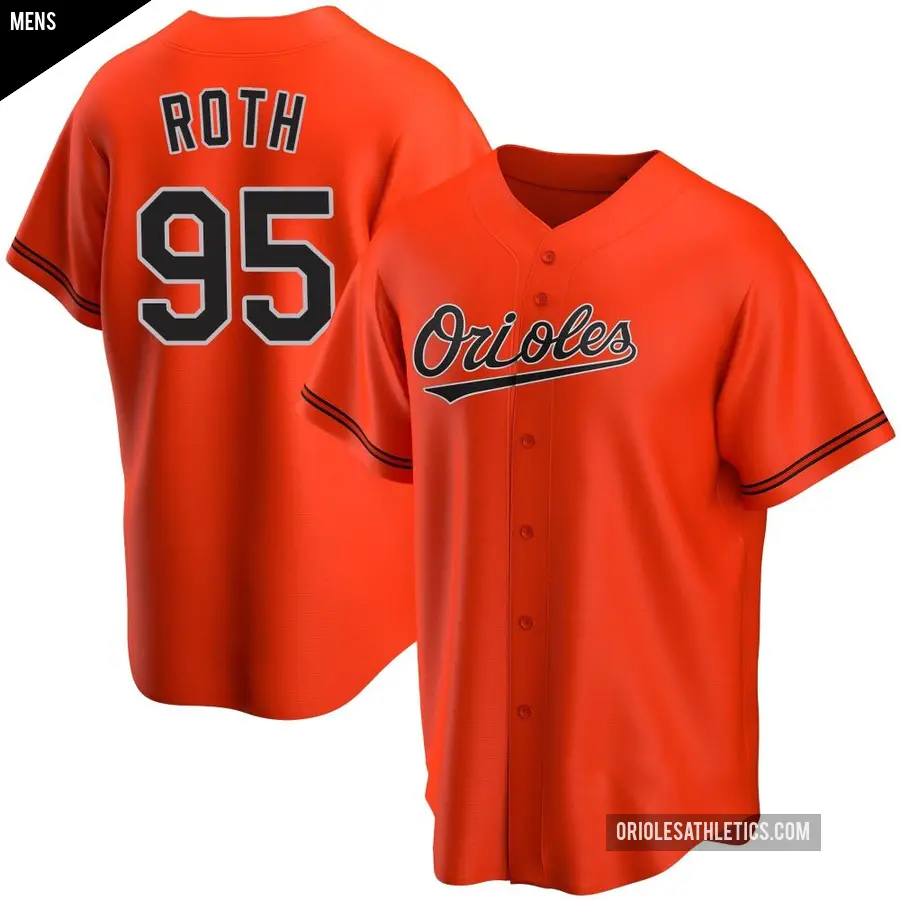 Men's Baltimore Orioles ＃95 Houston Roth Replica Orange Alternate Jersey