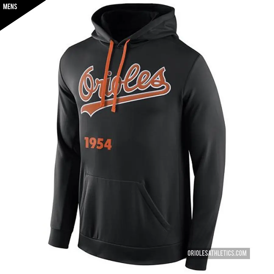 Men's Baltimore Orioles Black Cooperstown Performance Pullover Hoodie -