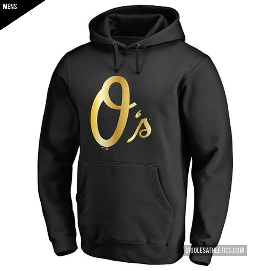 Men's Baltimore Orioles Gold Collection Pullover Hoodie - Black