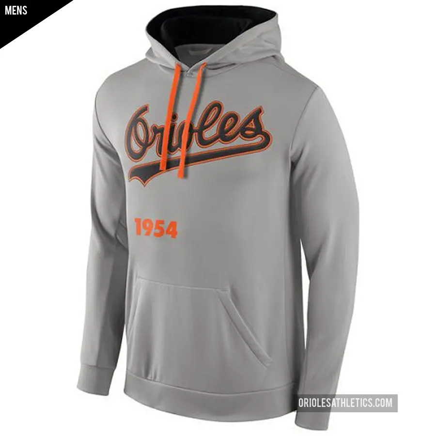 Men's Baltimore Orioles Gray Cooperstown Performance Pullover Hoodie -