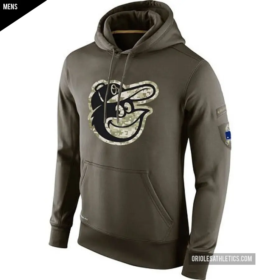 Men's Baltimore Orioles Olive Salute to Service KO Performance Hoodie