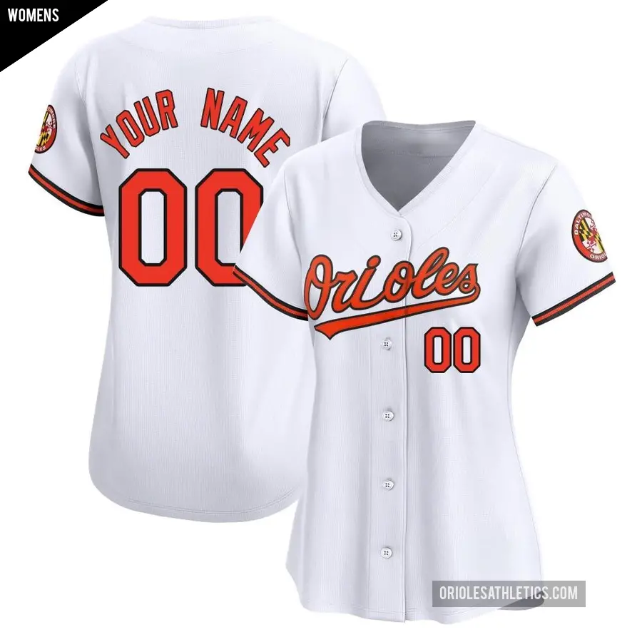 Women's Baltimore Orioles ＃00 Custom Limited White Home Jersey